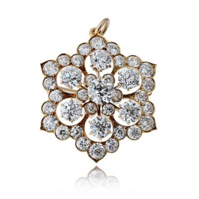 Snowflake 18K YG Convertible Brooch Pendant 8 00cttw Old Euro Diamond Brooch