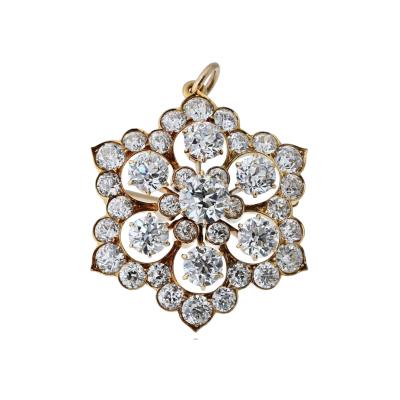 Snowflake 18K YG Convertible Brooch Pendant 8 00cttw Old Euro Diamond Brooch