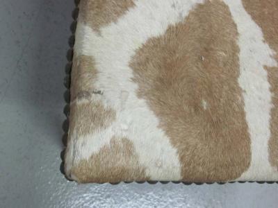 Sober French Mid Century Modern Bench Covered in Giraffe Skin