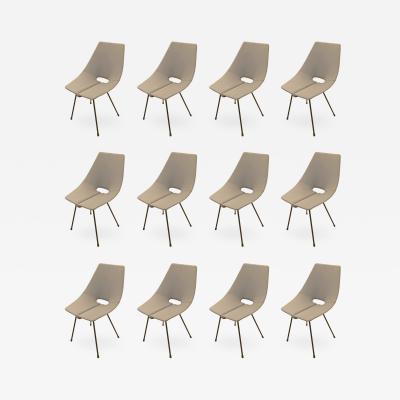 Societ Compensati Curvati Set of Twelve Mid Century Wood Dining Chairs by SCC