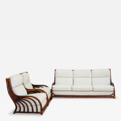 Sofa and Armchair Set in Bamboo 1970s