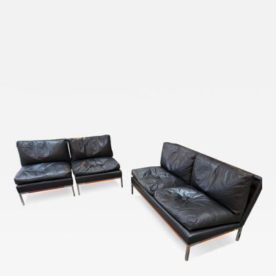 Sofa by Pizzetti Set Sofa and two armchairs in leather Italy 70s