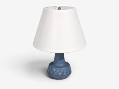 Soholm Small Table Lamp Light Blue Stoneware Denmark 1960s