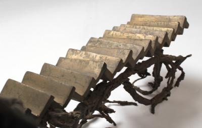 Solid Cast Bronze Brutalist Tree House Sculpture