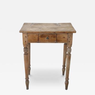 Solid Fir Wood Antique Side Table in Natural Wood Color