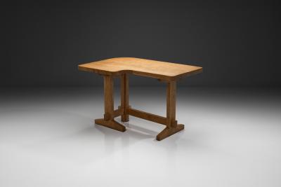Solid Oak Architects Desk France 1960s