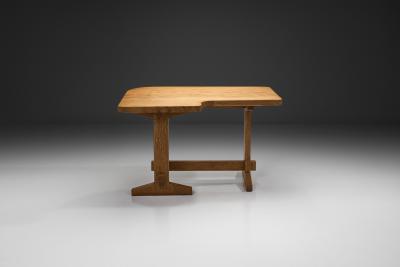 Solid Oak Architects Desk France 1960s