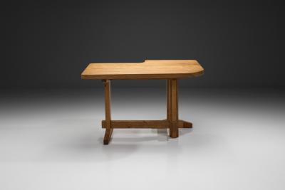 Solid Oak Architects Desk France 1960s
