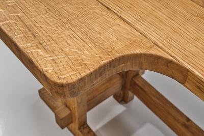 Solid Oak Architects Desk France 1960s