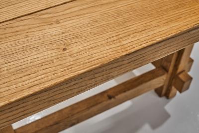 Solid Oak Architects Desk France 1960s