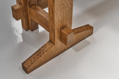 Solid Oak Architects Desk France 1960s