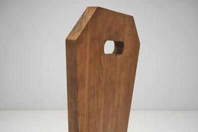 Solid Oak Brutalist Chair France ca 1940s