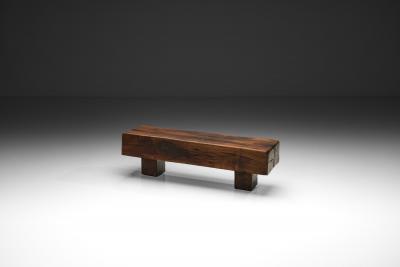 Solid Oak Brutalist Coffee Table The Netherlands 1960s