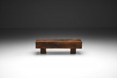 Solid Oak Brutalist Coffee Table The Netherlands 1960s