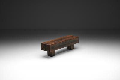 Solid Oak Brutalist Coffee Table The Netherlands 1960s