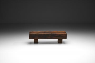 Solid Oak Brutalist Coffee Table The Netherlands 1960s