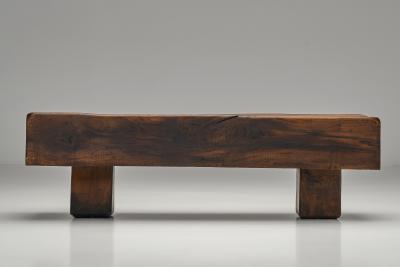 Solid Oak Brutalist Coffee Table The Netherlands 1960s