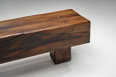 Solid Oak Brutalist Coffee Table The Netherlands 1960s