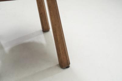 Solid Oak Brutalist Pair of Chairs France ca 1940s