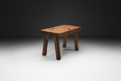 Solid Oak Brutalist Side Table The Netherlands 1970s