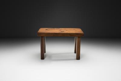 Solid Oak Brutalist Side Table The Netherlands 1970s