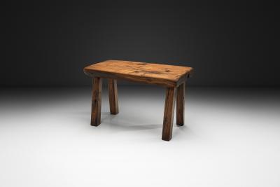 Solid Oak Brutalist Side Table The Netherlands 1970s