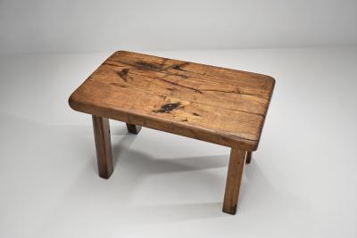 Solid Oak Brutalist Side Table The Netherlands 1970s