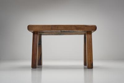 Solid Oak Brutalist Side Table The Netherlands 1970s
