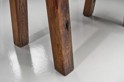 Solid Oak Brutalist Side Table The Netherlands 1970s