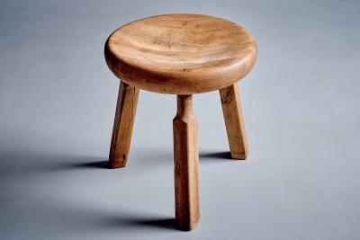 Solid Oak Stool with three carved Legs
