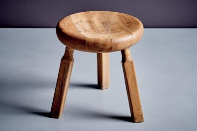 Solid Oak Stool with three carved Legs