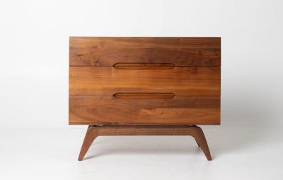 Solid Walnut Three Drawer Dresser by Ace Hi with splayed legs