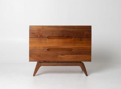 Solid Walnut Three Drawer Dresser by Ace Hi with splayed legs