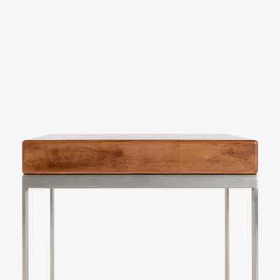 Solid Wood Accent Bench Tables with Steel Bases Pair