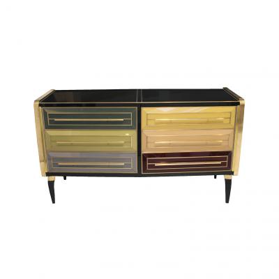 Solid Wood And Colored Glass Bar Furniture Italy 1950s