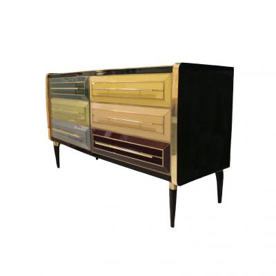 Solid Wood And Colored Glass Bar Furniture Italy 1950s
