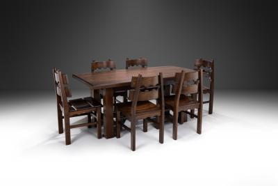 Solid Wood Brutalist Dining Set Europe 20th Century