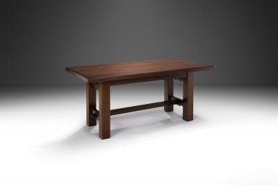 Solid Wood Brutalist Dining Table Europe 20th Century
