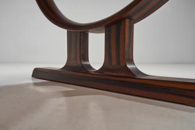 Solid Wood Dining Table with Circular Trestle Base Scandinavia 1970s