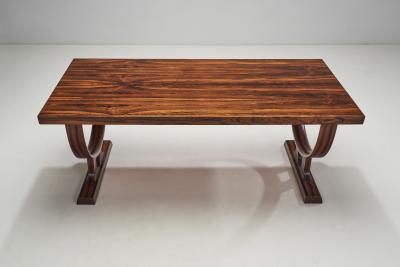 Solid Wood Dining Table with Circular Trestle Base Scandinavia 1970s