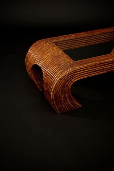 Solid Wood Faux Bamboo Coffee Table in the Manner of Paul Frankl