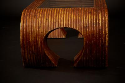 Solid Wood Faux Bamboo Coffee Table in the Manner of Paul Frankl