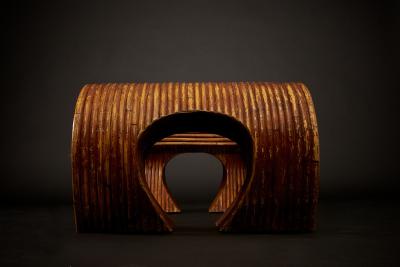 Solid Wood Faux Bamboo Coffee Table in the Manner of Paul Frankl