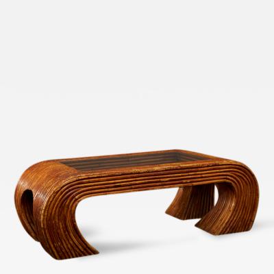 Solid Wood Faux Bamboo Coffee Table in the Manner of Paul Frankl