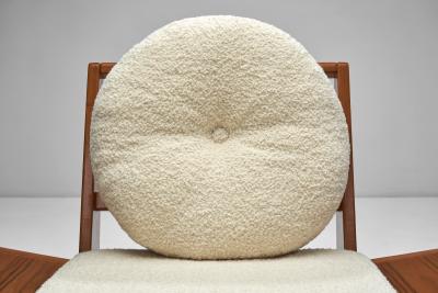 Solid Wood Lounge Chair with Round Cushions Indonesia 1960s