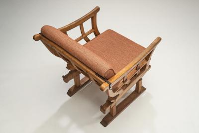 Solid Wood Money Chair with Upholstered Cushions Europe late 19th century