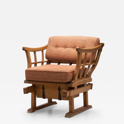 Solid Wood Money Chair with Upholstered Cushions Europe late 19th century