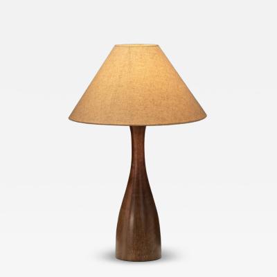 Solid Wood Table Lamp with Fabric Shade Europe 1960s