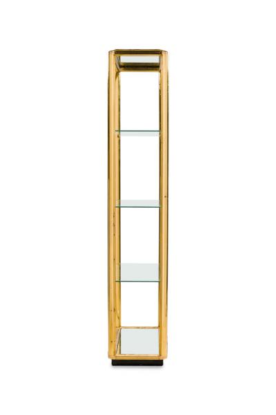 Solmet Italian Mid Century Four Shelf Brass Frame Etagere Bookshelf