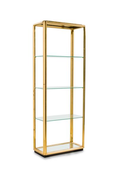 Solmet Italian Mid Century Four Shelf Brass Frame Etagere Bookshelf
